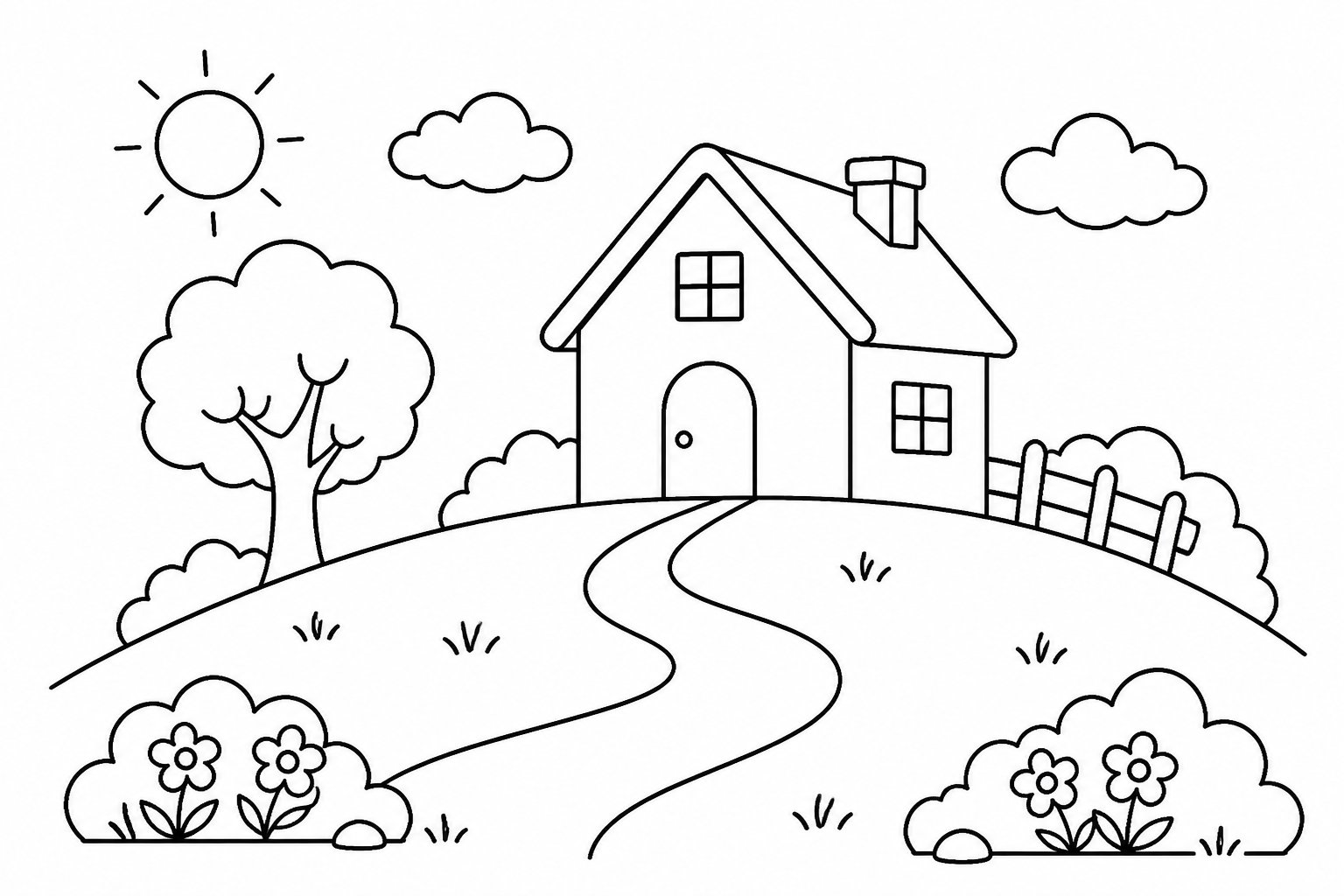 山坡上的白色小屋